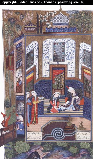 Sultan Muhammad Prince Bahram i Gor listens to the tale of the princess of Persia beneath the white pavilion